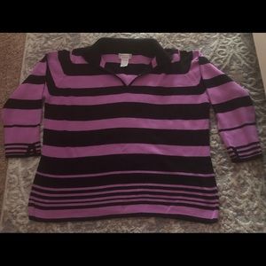 Purple/black striped sweater